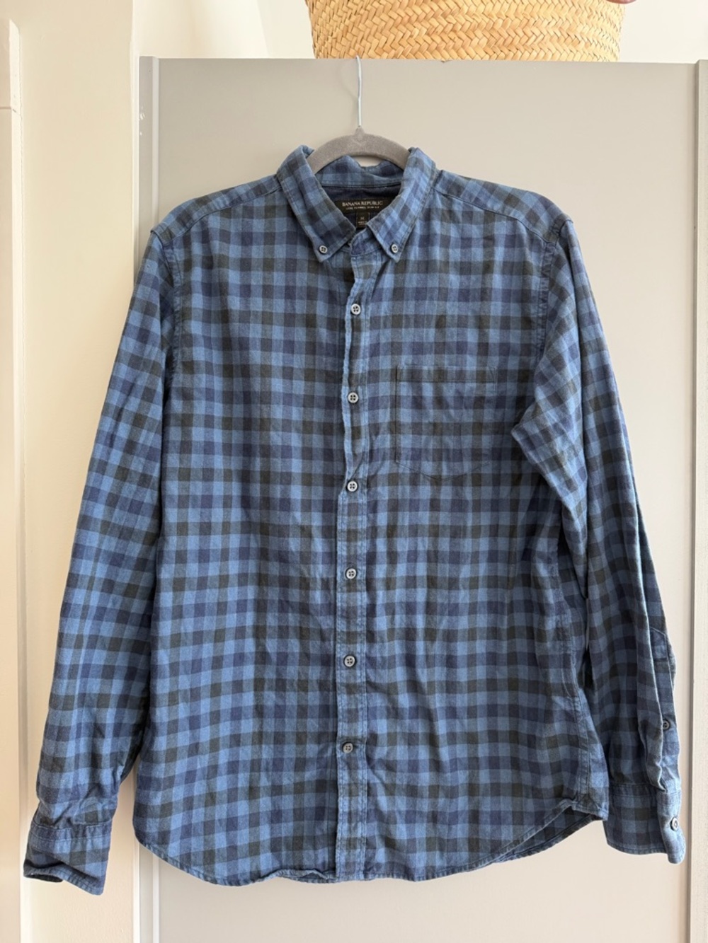 Banana Republic Blue Plaid Button-Down Shirt
